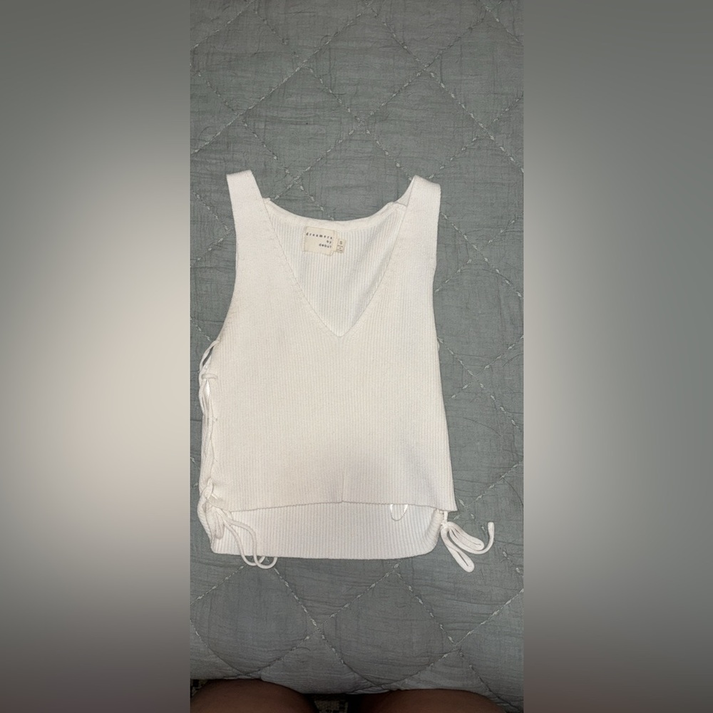 white knit tank crop top